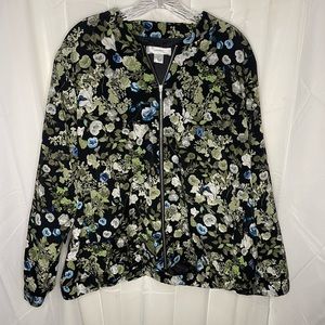 CJ BANKS LIGHTWEIGHT BOMBER JACKET. SIZE 1X. Floral.